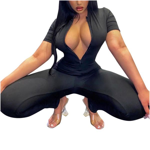 women's jumpsuits & rompers women jumpsuit fashion short sleeve zipper yoga one-piece solid color long nightwear, Black;white
women's jumpsuits & rompers women jumpsuit fashion short sleeve zipper yoga one-piece solid color long nightwear, Black;white