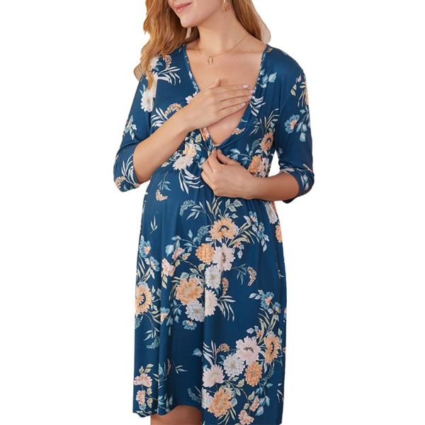 maternity dresses women casual floral print dress pleated pullover half sleeve v-neck spring autumn clothes knee length bodycon, White
maternity dresses women casual floral print dress pleated pullover half sleeve v-neck spring autumn clothes knee length bodycon, White