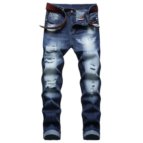 men's jeans arrive slim ripped blue eagle print street fashion pants korean stylish casual men;
men's jeans arrive slim ripped blue eagle print street fashion pants korean stylish casual men;