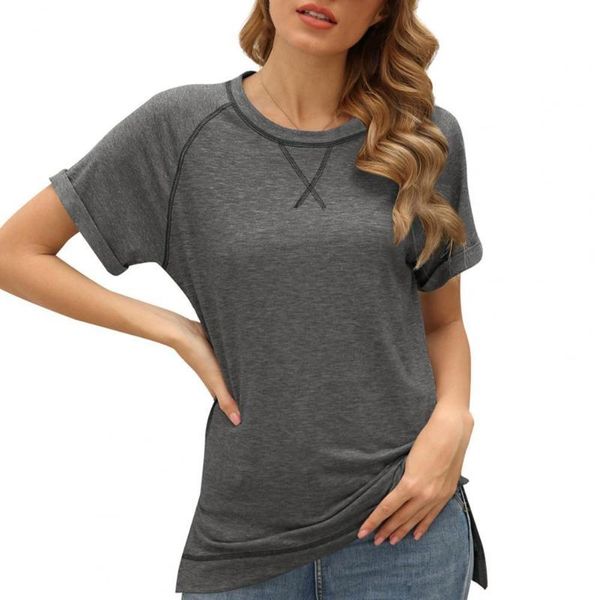 women's t-shirt women solid color loose summer short sleeve cross blouse for work clothing 2021, White
women's t-shirt women solid color loose summer short sleeve cross blouse for work clothing 2021, White
