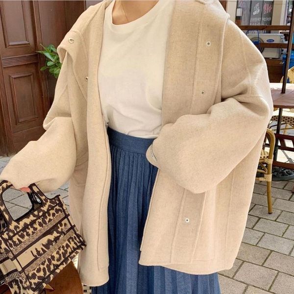 women's jackets 2021 women fall jacket fashion casual long sleeve solid minimalism single-breasted hooded collar loose winter for lady, Black;brown
women's jackets 2021 women fall jacket fashion casual long sleeve solid minimalism single-breasted hooded collar loose winter for lady, Black;brown