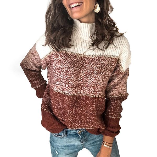2021 new casual striped patchwork turtleneck sweater women autumn winter long sleeve contrast female knitted pullover loose plus size eu, White;black
2021 new casual striped patchwork turtleneck sweater women autumn winter long sleeve contrast female knitted pullover loose plus size eu, White;black