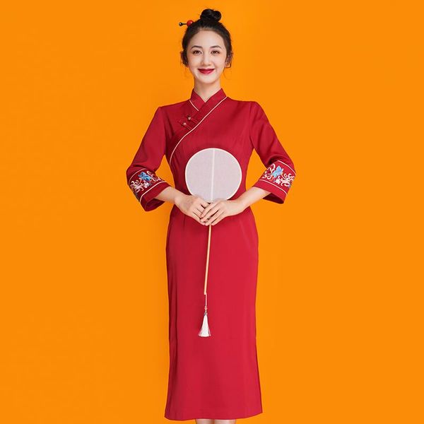 ethnic clothing 2021 chinese improved qipao dress oriental korean style year greeting women pography modern red cheongsam
ethnic clothing 2021 chinese improved qipao dress oriental korean style year greeting women pography modern red cheongsam