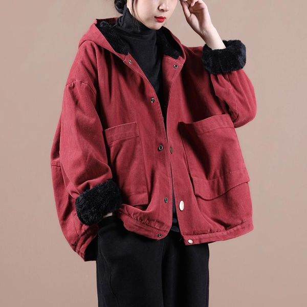 women's jackets korea style streetwear hooded thick fleece warm winter coats single breasted plus size loose women clothes outwear, Black;brown
women's jackets korea style streetwear hooded thick fleece warm winter coats single breasted plus size loose women clothes outwear, Black;brown