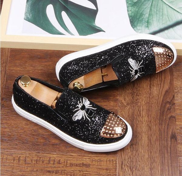 new luxury mens fashion casual shoes embroidery glitter leisure slip on rivets loafers shoes man party weeding dress shoes, Black
new luxury mens fashion casual shoes embroidery glitter leisure slip on rivets loafers shoes man party weeding dress shoes, Black