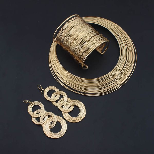 jewelry sets uken indian set fashion metal wire torques chokers necklaces bangle earrings for women dress bridal accessories, Black
jewelry sets uken indian set fashion metal wire torques chokers necklaces bangle earrings for women dress bridal accessories, Black