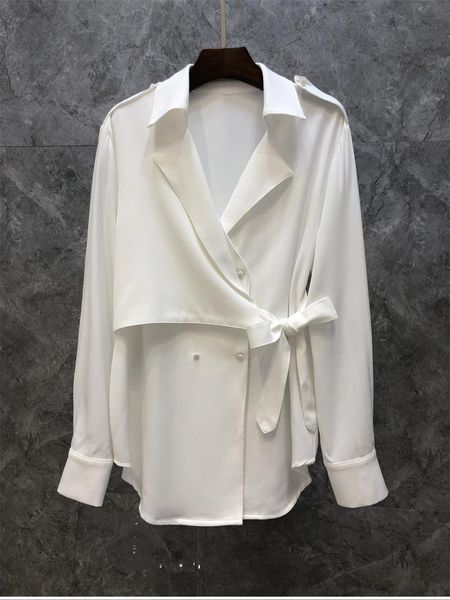 women's blouses & shirts shirt 2021 autumn female turn-down collar bow belt deco long sleeve elegant black white work blusas
women's blouses & shirts shirt 2021 autumn female turn-down collar bow belt deco long sleeve elegant black white work blusas