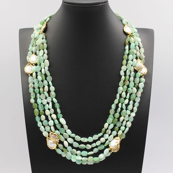 guaiguai jewelry 5 rows natural om green chrysoprase cultured teardrop white coin pearl necklace handmade for women, Silver
guaiguai jewelry 5 rows natural om green chrysoprase cultured teardrop white coin pearl necklace handmade for women, Silver