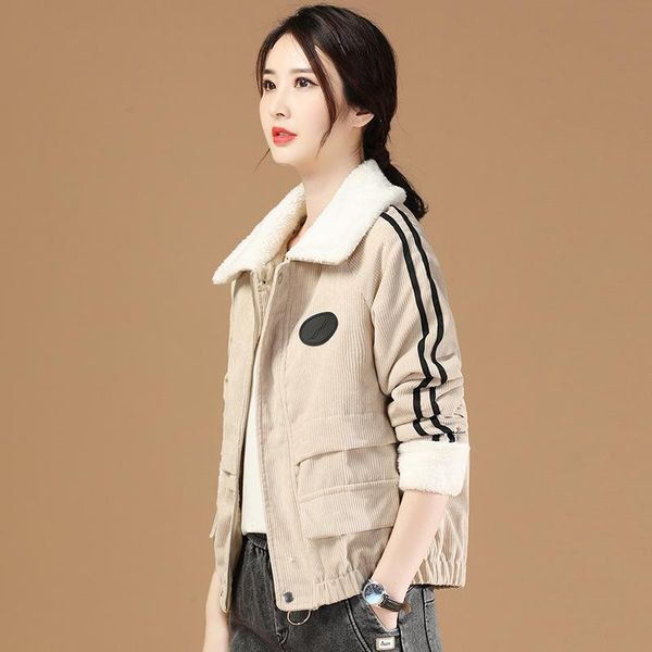 women's jackets thickened coat for spring autumn arrival thick corduroy korean fashion padded jacket large size m xl, Black;brown
women's jackets thickened coat for spring autumn arrival thick corduroy korean fashion padded jacket large size m xl, Black;brown