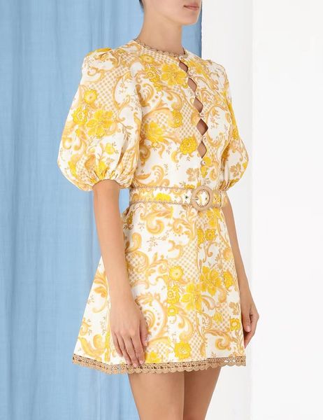 2022 new australian spring and summer vacation series, yellow swirling flower pattern mini dress, Black
2022 new australian spring and summer vacation series, yellow swirling flower pattern mini dress, Black