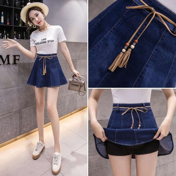 new denim in spring summer of 2021 women's high waist a-line short with thin buttocks and anti light shed skirt umbrella, Black
new denim in spring summer of 2021 women's high waist a-line short with thin buttocks and anti light shed skirt umbrella, Black