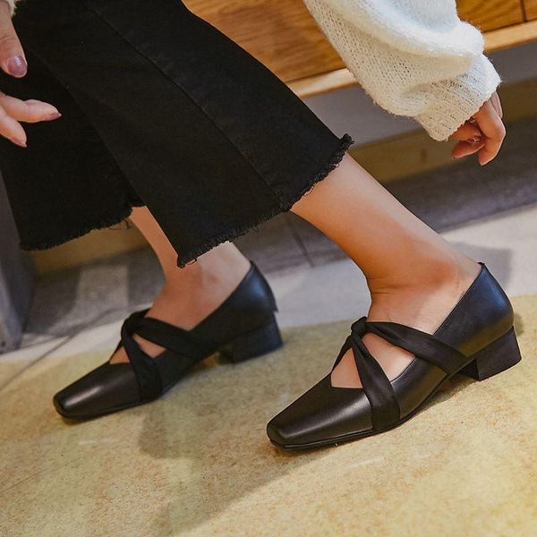 dress shoes allbitefo size 34-42 square toe soft genuine leather women heels fashion casual medium heel kitten, Black
dress shoes allbitefo size 34-42 square toe soft genuine leather women heels fashion casual medium heel kitten, Black