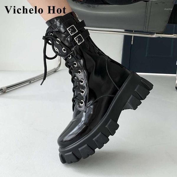 boots vichelo 2021 winter keep warm motorcycle genuine leather round toe thick bottom cross-tied handsome mid-calf l351, Black
boots vichelo 2021 winter keep warm motorcycle genuine leather round toe thick bottom cross-tied handsome mid-calf l351, Black