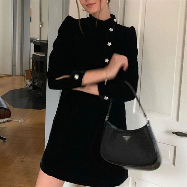 2021 new fashion with bejewelled buttons veet short women chic long sleeve female es black mini 0ums, Black;gray
2021 new fashion with bejewelled buttons veet short women chic long sleeve female es black mini 0ums, Black;gray