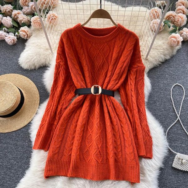 women's sweaters hong kong style retro twist sweater loose dress in autumn and winter lace up waistband pullover lazy medium long knitt, White;black
women's sweaters hong kong style retro twist sweater loose dress in autumn and winter lace up waistband pullover lazy medium long knitt, White;black