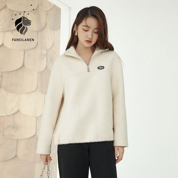women's hoodies & sweatshirts fansilanen stand collar white wool blend knitted sweatshirt women long sleeve autumn winter oversized cas, Black
women's hoodies & sweatshirts fansilanen stand collar white wool blend knitted sweatshirt women long sleeve autumn winter oversized cas, Black
