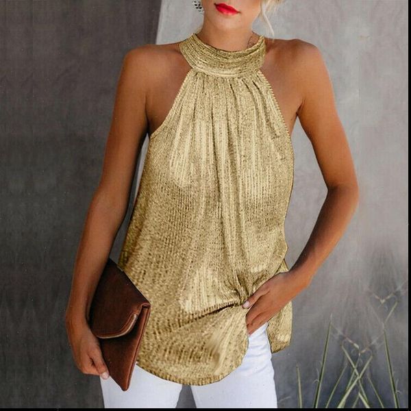 new brand fashion womens summer sleeveless vest blouses halter neck tunic shirt shinny ladies bling club party tank, White
new brand fashion womens summer sleeveless vest blouses halter neck tunic shirt shinny ladies bling club party tank, White