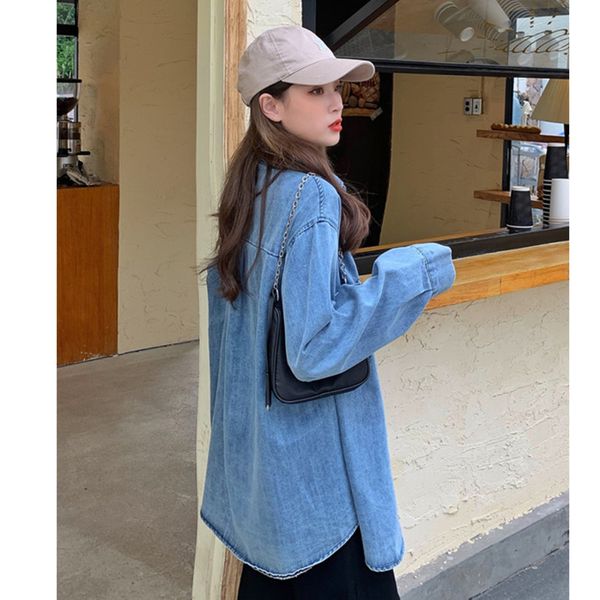 2021 spring female turn down collar single breasted long-sleeved minimalist solid color blue denim jacket coat 8y841, Black;brown
2021 spring female turn down collar single breasted long-sleeved minimalist solid color blue denim jacket coat 8y841, Black;brown