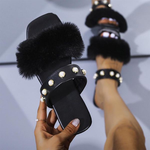 slippers 2021 ladies faux fur sandals pearl square head summer fashion outdoor flat furry beach chaussons, Black
slippers 2021 ladies faux fur sandals pearl square head summer fashion outdoor flat furry beach chaussons, Black