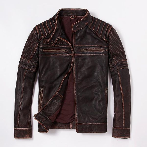 men's leather & faux 2021 vintage brown men slim fit biker's jacket large size xxxl genuine cowhide autumn motorcycle coat, Black
men's leather & faux 2021 vintage brown men slim fit biker's jacket large size xxxl genuine cowhide autumn motorcycle coat, Black