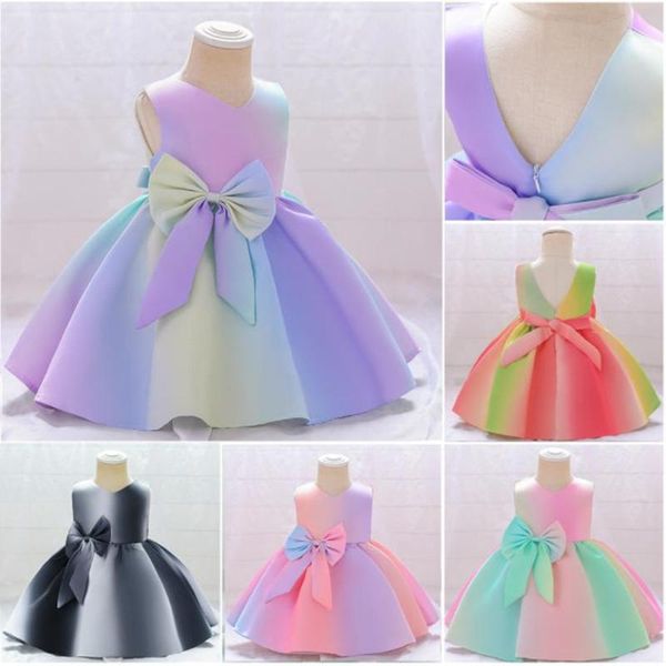 girl's dresses bow born baby girls dress rainbow color princess sleeveless summer party birthday costume cute kids clothes, Red;yellow
girl's dresses bow born baby girls dress rainbow color princess sleeveless summer party birthday costume cute kids clothes, Red;yellow