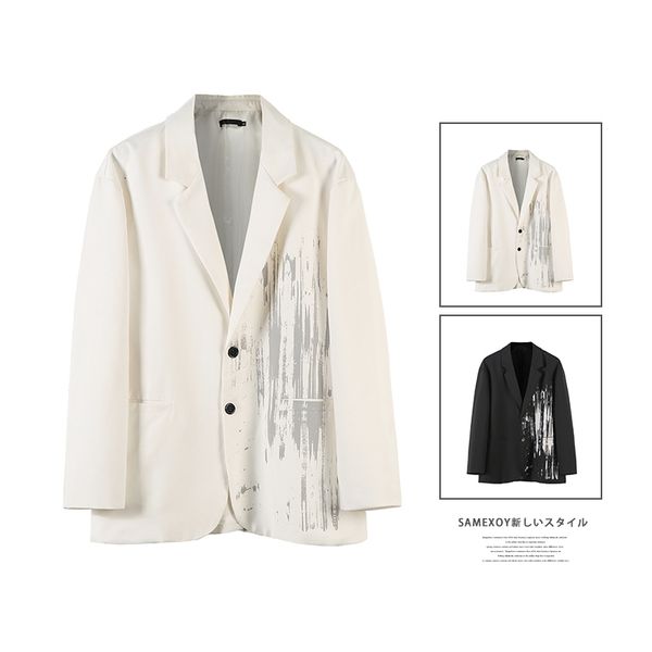 men's suits & blazers estampa white design blazers for japanese-style men harajuku streetwear loose black single-breasted suits jacket, White;black
men's suits & blazers estampa white design blazers for japanese-style men harajuku streetwear loose black single-breasted suits jacket, White;black