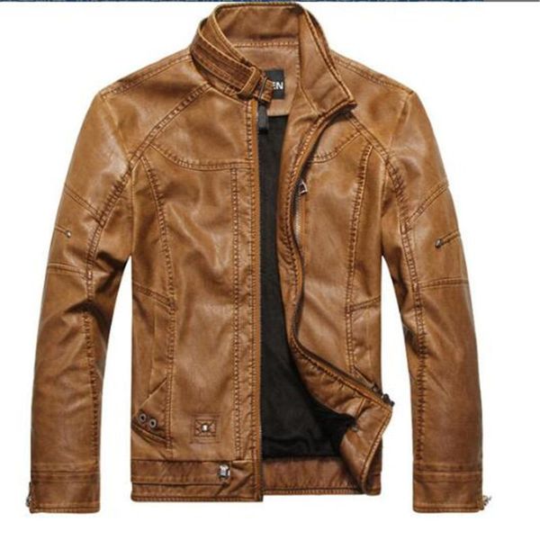 men's jackets european and american locomotive leather jacket made washed stand collar plus velvet coat, Black;brown
men's jackets european and american locomotive leather jacket made washed stand collar plus velvet coat, Black;brown
