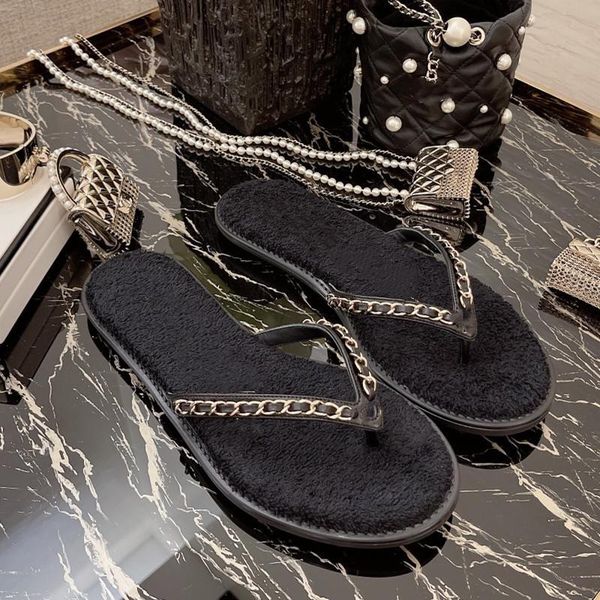 slippers holiday shoes flip flops women designer platform womens furry slides for shoe woman, Black