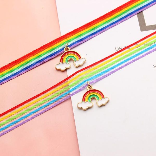 chokers fashion polyester rainbow choker necklace for women jewelry multicolor, Golden;silver
chokers fashion polyester rainbow choker necklace for women jewelry multicolor, Golden;silver