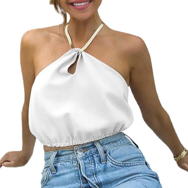 women's tanks & camis vest backless crop sleeveless shirt halter neck short apparel for female chain open back, White
women's tanks & camis vest backless crop sleeveless shirt halter neck short apparel for female chain open back, White