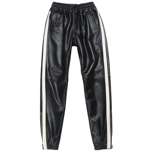 real leather pants striped stitching elastic waist genuine sheep leather female was thin with pockets f2158 211007, Black;white
real leather pants striped stitching elastic waist genuine sheep leather female was thin with pockets f2158 211007, Black;white
