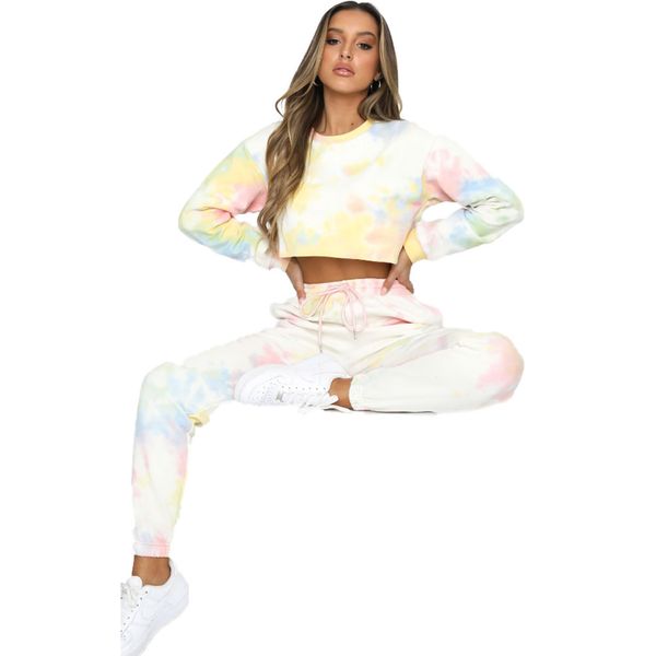 spring fall sportswear two pieces tracksuit for women fashion casual tie dye pullover short sweatshirt&trousers set running, White;black
spring fall sportswear two pieces tracksuit for women fashion casual tie dye pullover short sweatshirt&trousers set running, White;black