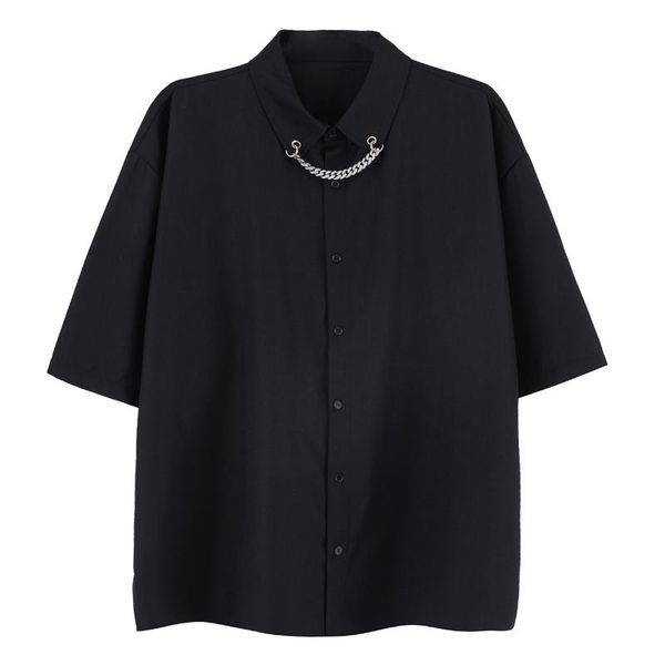 men's casual shirts techwear streetwear hip hop loose shirt solid color hanging chain oversize men summer harajuku short sleeve, White;black
men's casual shirts techwear streetwear hip hop loose shirt solid color hanging chain oversize men summer harajuku short sleeve, White;black