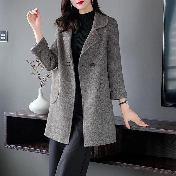 women's wool & blends long double coat in autumn/winter 2021 little double-sided female loose show thin cloth of 22038, Black
women's wool & blends long double coat in autumn/winter 2021 little double-sided female loose show thin cloth of 22038, Black