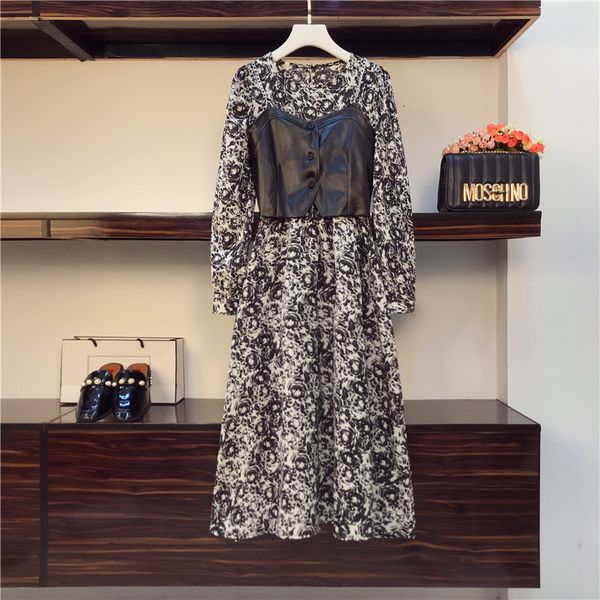 casual dresses set of 2-piece long female mango, plus size, korean, autumn, winter, retro printed dress, leather office women, ensemble 3g6, Black;gray
casual dresses set of 2-piece long female mango, plus size, korean, autumn, winter, retro printed dress, leather office women, ensemble 3g6, Black;gray