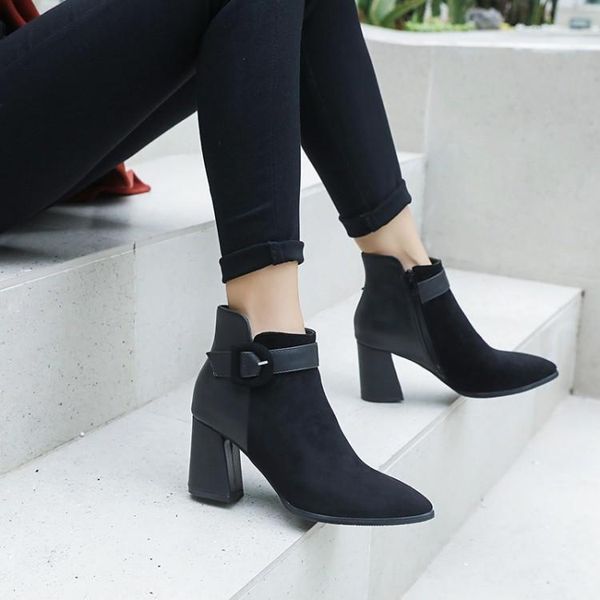 boots oversized ma'am coarse heel short pure color buckles boot barrel suede high-heeled, Black
boots oversized ma'am coarse heel short pure color buckles boot barrel suede high-heeled, Black