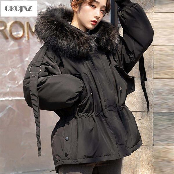 women's down & parkas 2021 winter women loose short jacket fashion casual thick large fur collar outerwear temperament parka yy1361, Black
women's down & parkas 2021 winter women loose short jacket fashion casual thick large fur collar outerwear temperament parka yy1361, Black