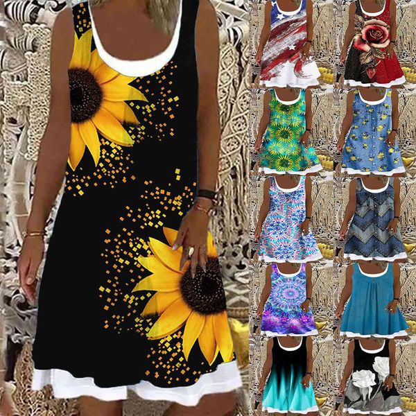 2021 summer new women's print splicing round neck sleeveless pleated dress, White;black
2021 summer new women's print splicing round neck sleeveless pleated dress, White;black