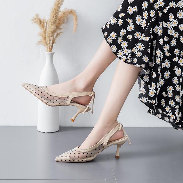 dress shoes pointed toe sandals women breathable dot lace slingbacks heels summer high heel up stiletto 2021, Black
dress shoes pointed toe sandals women breathable dot lace slingbacks heels summer high heel up stiletto 2021, Black