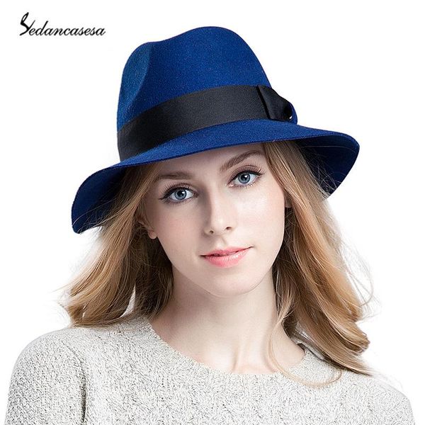 stingy brim hats sedancasesa elegant 100% wool fedoras felt hat navy blue wide birm handmade bowknot warm bowler winter floppy ladies, Blue;gray
stingy brim hats sedancasesa elegant 100% wool fedoras felt hat navy blue wide birm handmade bowknot warm bowler winter floppy ladies, Blue;gray