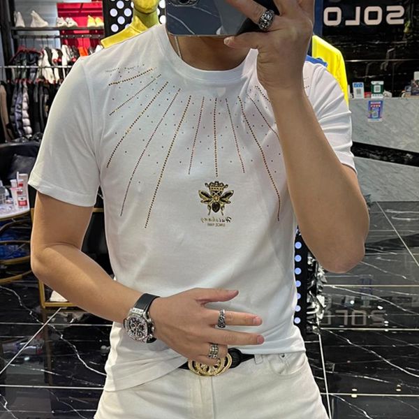 men's t-shirts 2021 fashion bee print short sleeve t-shirt men drilling tee shirt homme social club outfits designer clothing, White;black
men's t-shirts 2021 fashion bee print short sleeve t-shirt men drilling tee shirt homme social club outfits designer clothing, White;black
