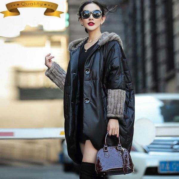 women's leather & faux genuine 2021 winter jacket women collar hooded sheepskin coat oversized duck down jackets parkas cuero genui, Black
women's leather & faux genuine 2021 winter jacket women collar hooded sheepskin coat oversized duck down jackets parkas cuero genui, Black