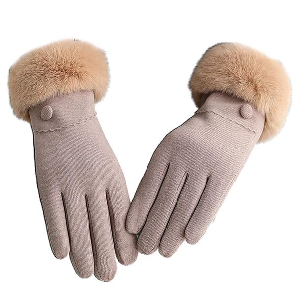 five fingers gloves women driving full finger button decor plush lined touch screen mittens, Blue;gray
five fingers gloves women driving full finger button decor plush lined touch screen mittens, Blue;gray