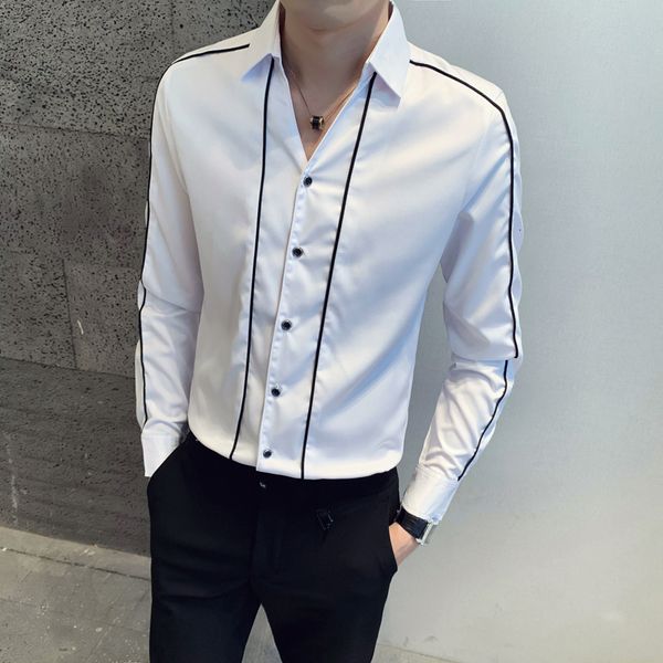 2021 striped shirt with cleavage v casual fine fitting long sleeve male shirts streetwear night social club clothes pw5m, White;black
2021 striped shirt with cleavage v casual fine fitting long sleeve male shirts streetwear night social club clothes pw5m, White;black