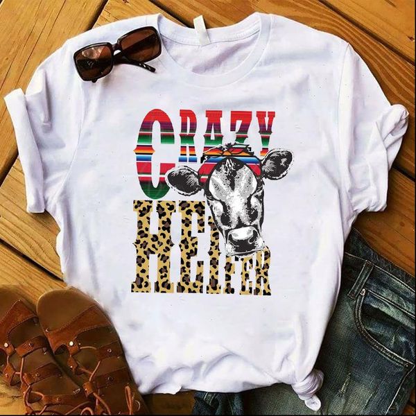 women lady t shirt leopard crazy heifers printed tshirt ladies short sleeve tee shirt women female clothes graphic t shirt, White
women lady t shirt leopard crazy heifers printed tshirt ladies short sleeve tee shirt women female clothes graphic t shirt, White