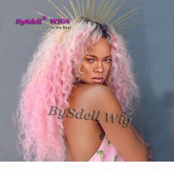 celebrity rihanna hairstyle synthetic long black ombre berry baby pink color kinky curly hair wig soft hair lace front wigs with baby hair
celebrity rihanna hairstyle synthetic long black ombre berry baby pink color kinky curly hair wig soft hair lace front wigs with baby hair