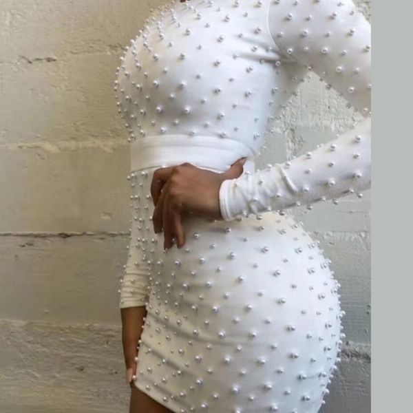 casual dresses style pearl embellished women bandage dress beading long sleeve round neck skinny waist mini bodycon party, Black;gray
casual dresses style pearl embellished women bandage dress beading long sleeve round neck skinny waist mini bodycon party, Black;gray
