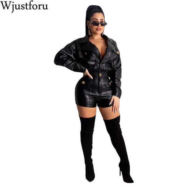 women's jumpsuits & rompers wjustforu elegant skinny pu leather jumpsuit for women bandage casual playsuit female long sleeve autumn sh, Black;white
women's jumpsuits & rompers wjustforu elegant skinny pu leather jumpsuit for women bandage casual playsuit female long sleeve autumn sh, Black;white