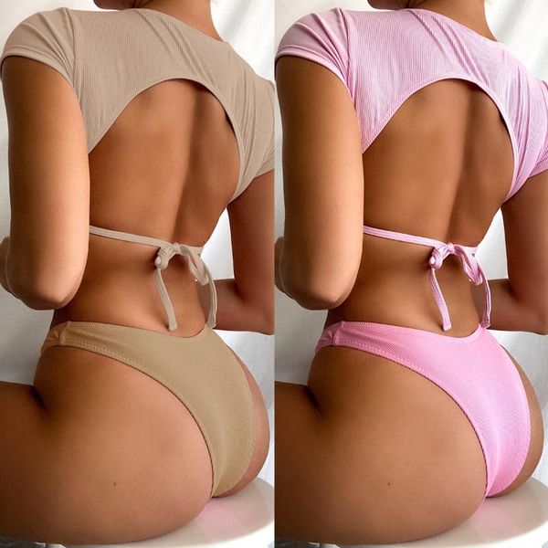 women's swimwear 2021 solid color bikini open back swimsuit push up padded brazilian monokini, White;black
women's swimwear 2021 solid color bikini open back swimsuit push up padded brazilian monokini, White;black