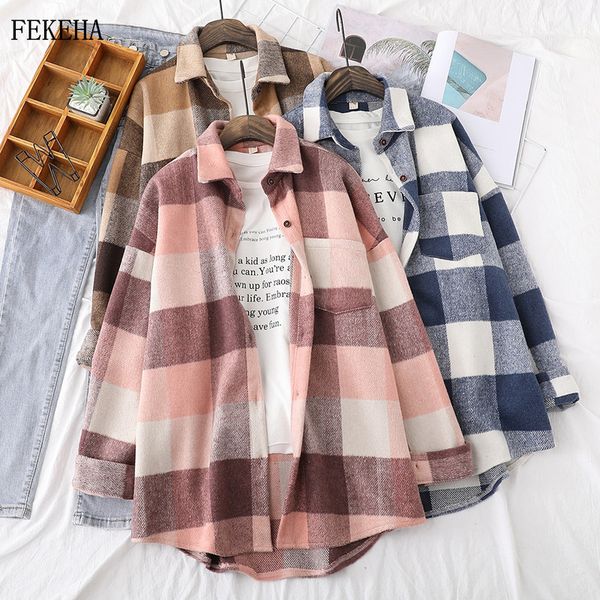 woolen plaid shirts womens blouses winter thick long sleeve lady loose checked female clothing outwear coat plus size 210302, White
woolen plaid shirts womens blouses winter thick long sleeve lady loose checked female clothing outwear coat plus size 210302, White